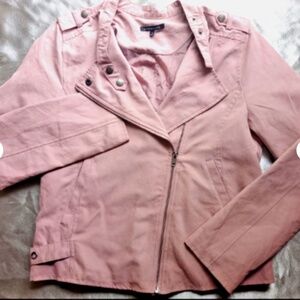 Staccato womens pink zip-up motorcycle jacket szM buckle accents pockets